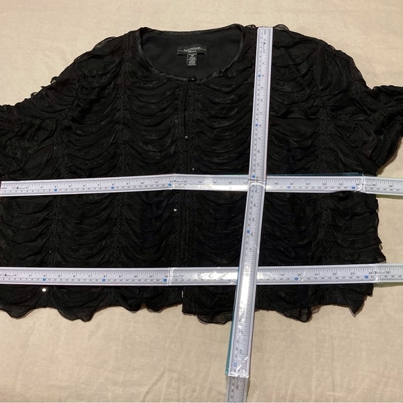 R&M Richards Black Ribbon Formal Jacket with Sequin Embellishments - Picture 4 of 15